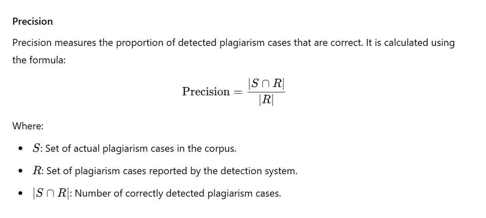 Plagiarism detection - precision