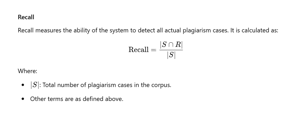 Plagiarism detection - recall