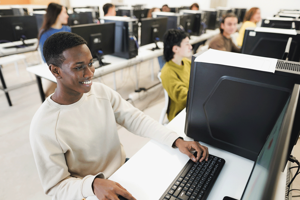 Student using computer