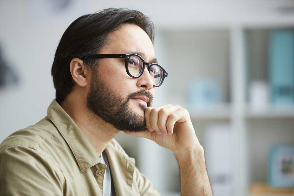 Man thinking about plagiarism